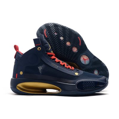 Nike GS "New Orleans" Ženske Air Jordan 34 Tamnoplave Zlatne | B2HBT4CM