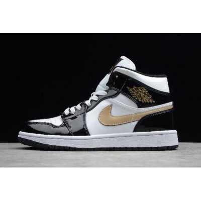 Nike Mid Patent "Black Gold" Muške Air Jordan 1 Crne Zlatne | Y4ROOLZP