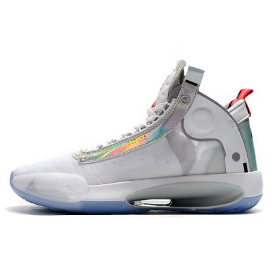 Nike "White Iridescent" Muške Air Jordan 34 Bijele Metalne Srebrne | YK0CRDAE